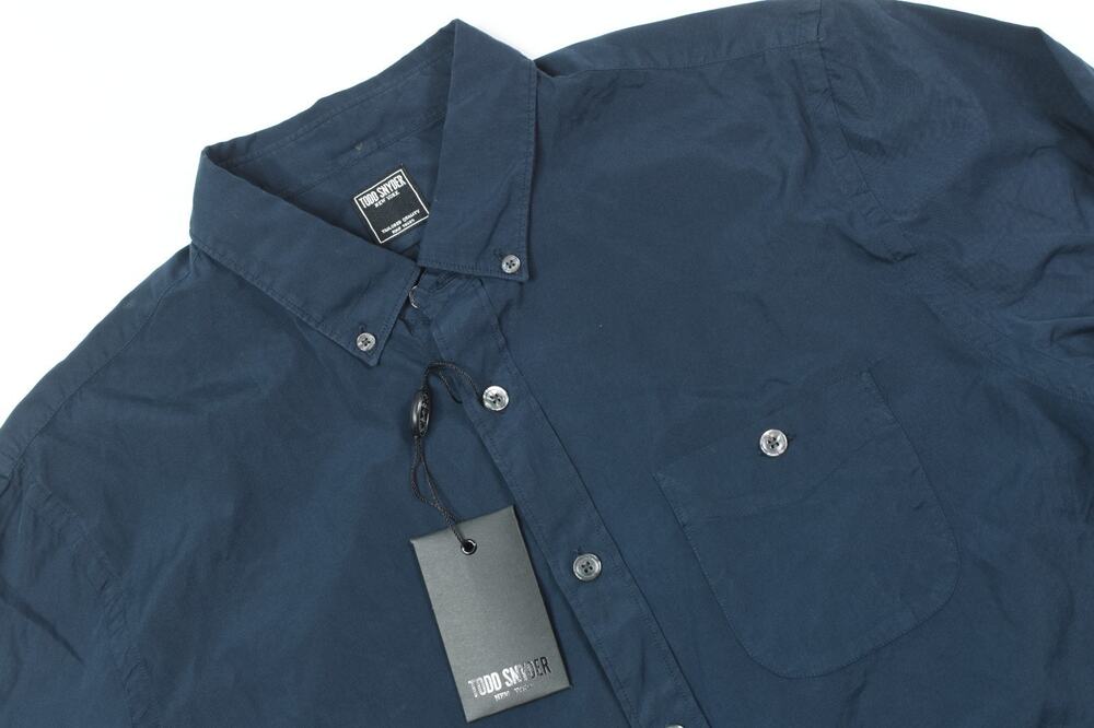 Todd Snyder Shirt Mens Large Navy Blue Long Sleeve Button-Up Regular Fit Cotton